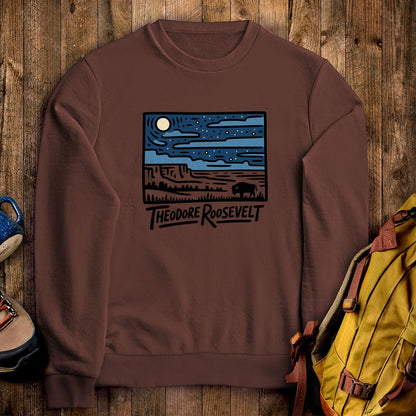 Theodore Roosevelt National Park at Night Crewneck Sweatshirt