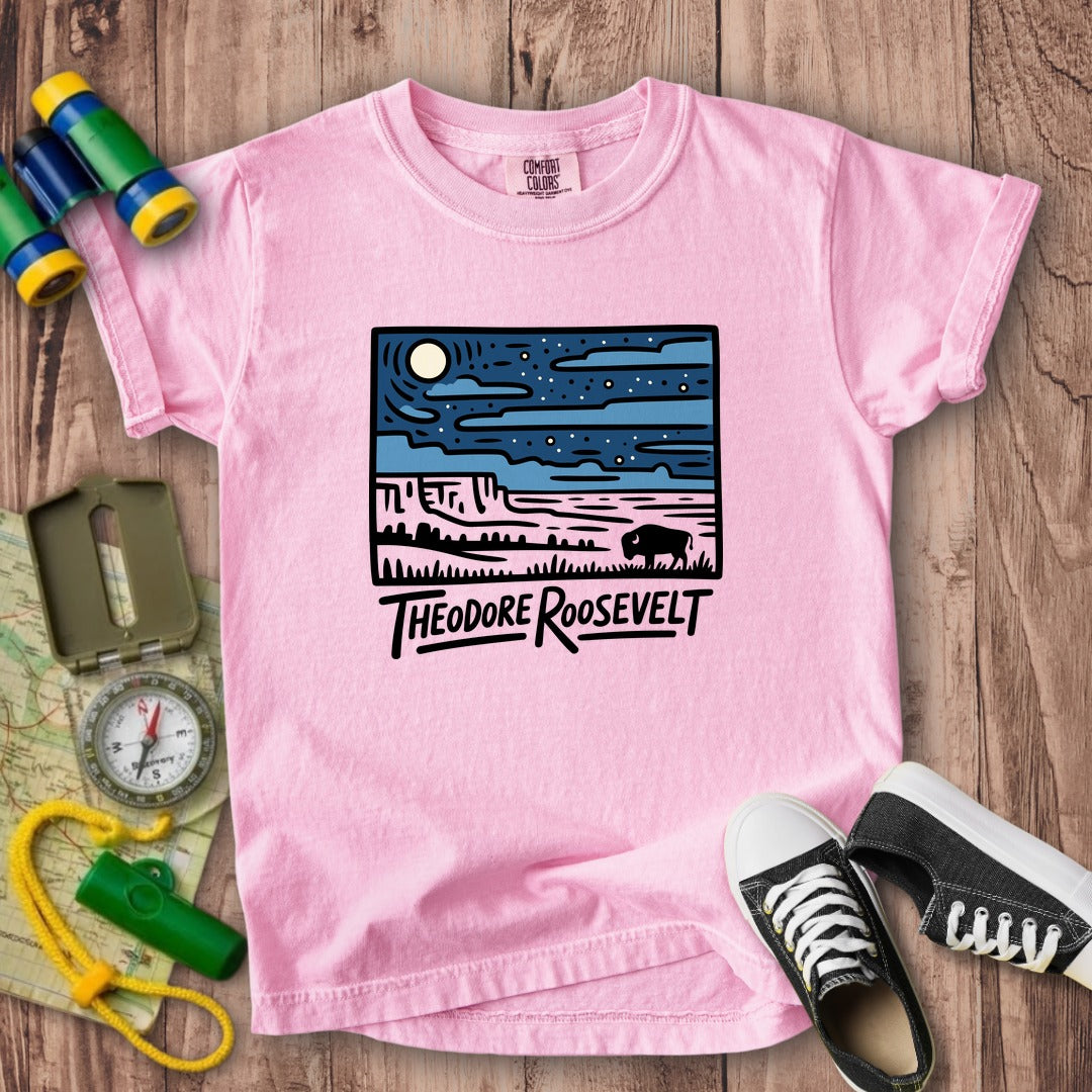 Theodore Roosevelt National Park at Night Kids Cotton T-Shirt