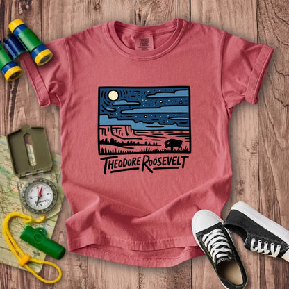 Theodore Roosevelt National Park at Night Kids Cotton T-Shirt