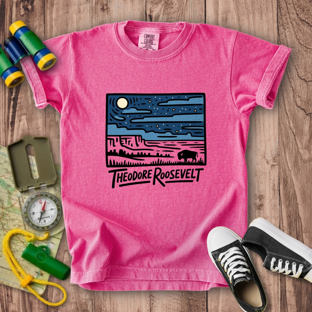 Theodore Roosevelt National Park at Night Kids Cotton T-Shirt