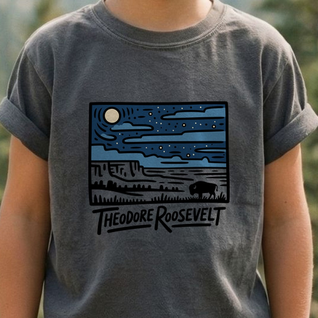 Theodore Roosevelt National Park at Night Kids Cotton T-Shirt