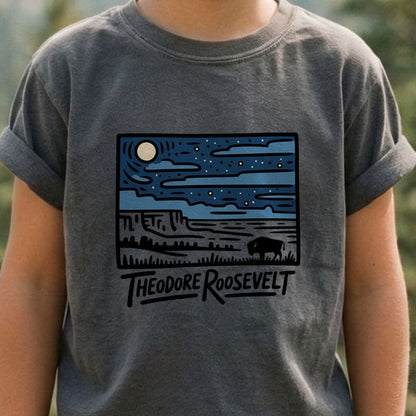 Theodore Roosevelt National Park at Night Kids Cotton T-Shirt