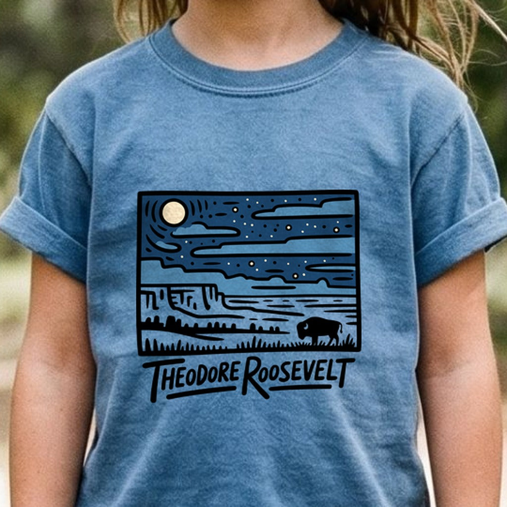 Theodore Roosevelt National Park at Night Kids Cotton T-Shirt