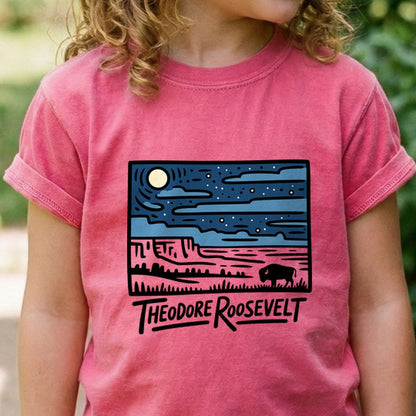 Theodore Roosevelt National Park at Night Kids Cotton T-Shirt