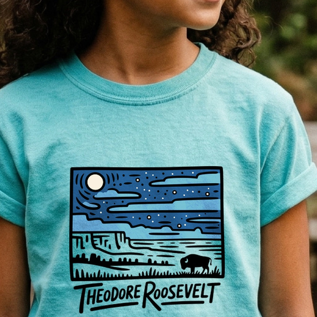 Theodore Roosevelt National Park at Night Kids Cotton T-Shirt