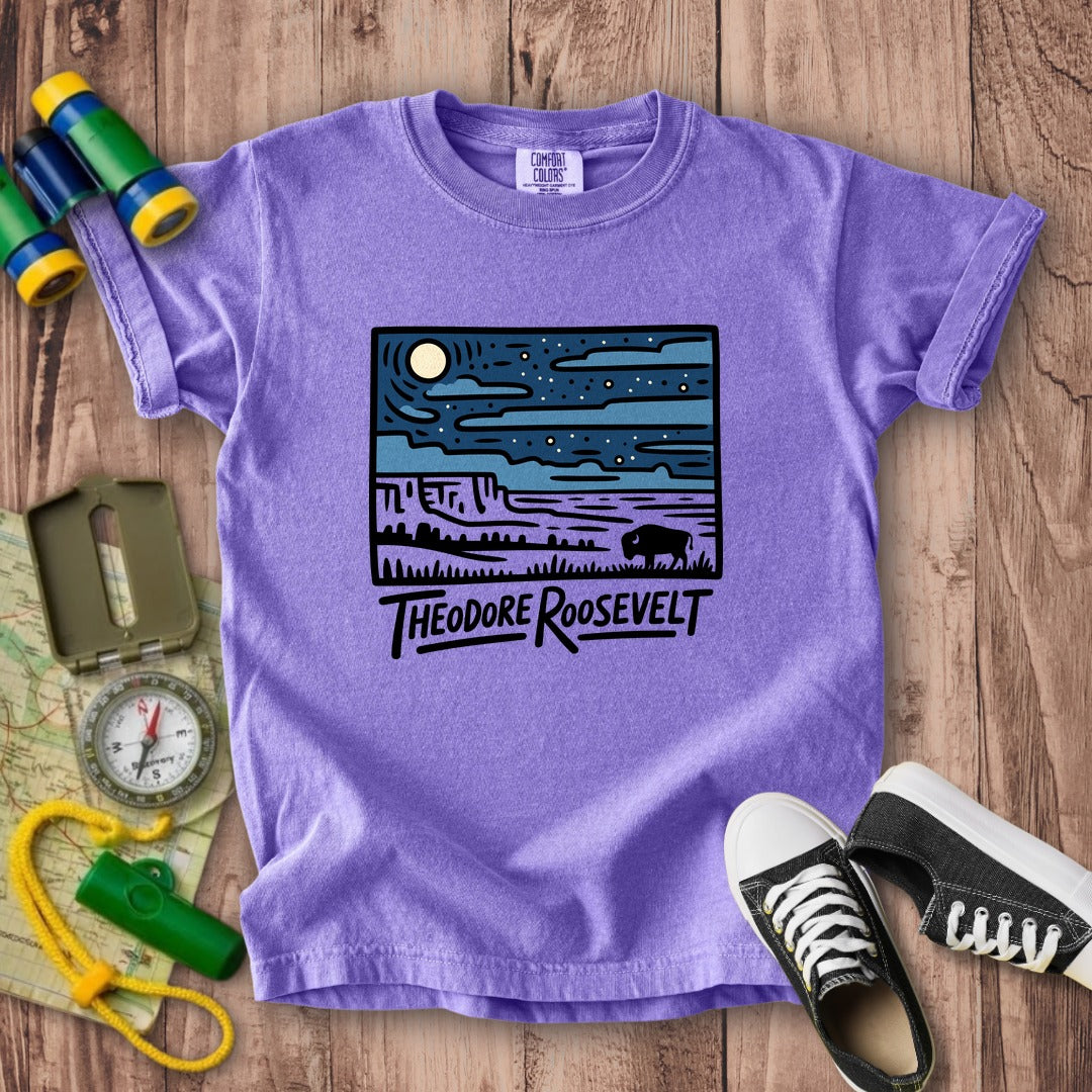 Theodore Roosevelt National Park at Night Kids Cotton T-Shirt