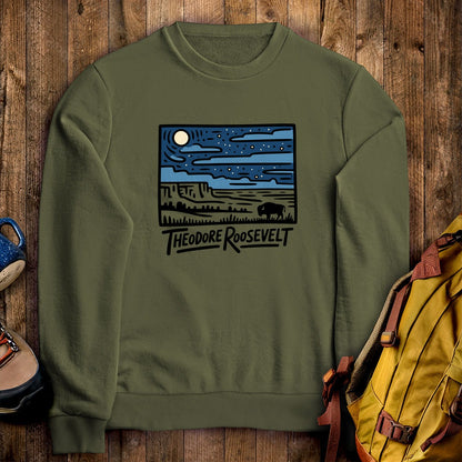 Theodore Roosevelt National Park at Night Crewneck Sweatshirt