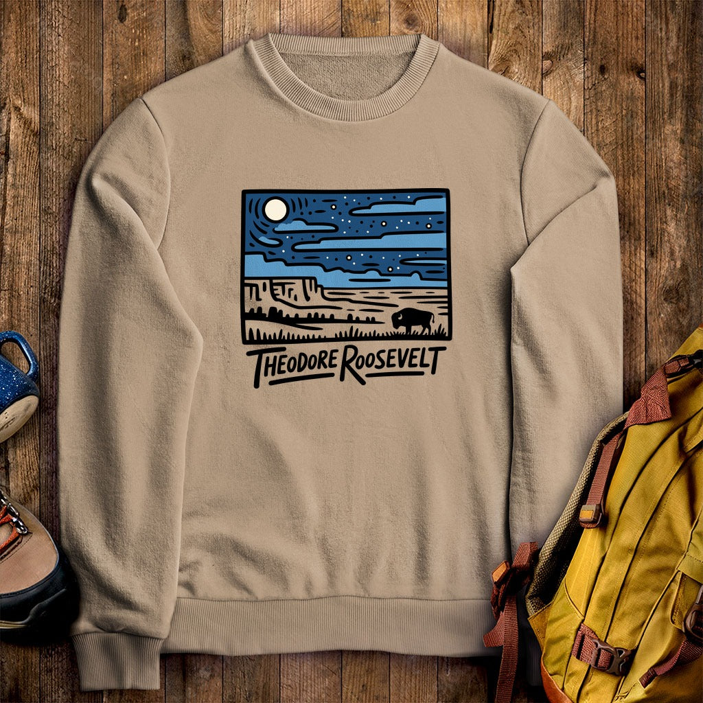 Theodore Roosevelt National Park at Night Crewneck Sweatshirt