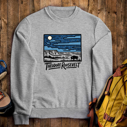 Theodore Roosevelt National Park at Night Crewneck Sweatshirt