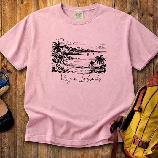Virgin Islands National Park Line Drawing Cotton T-Shirt