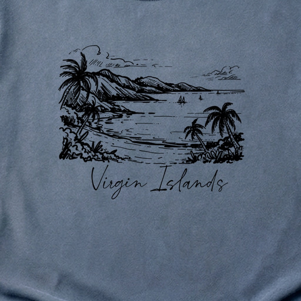 Virgin Islands National Park Line Drawing Cotton T-Shirt