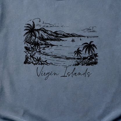 Virgin Islands National Park Line Drawing Cotton T-Shirt