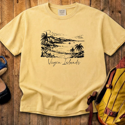 Virgin Islands National Park Line Drawing Cotton T-Shirt