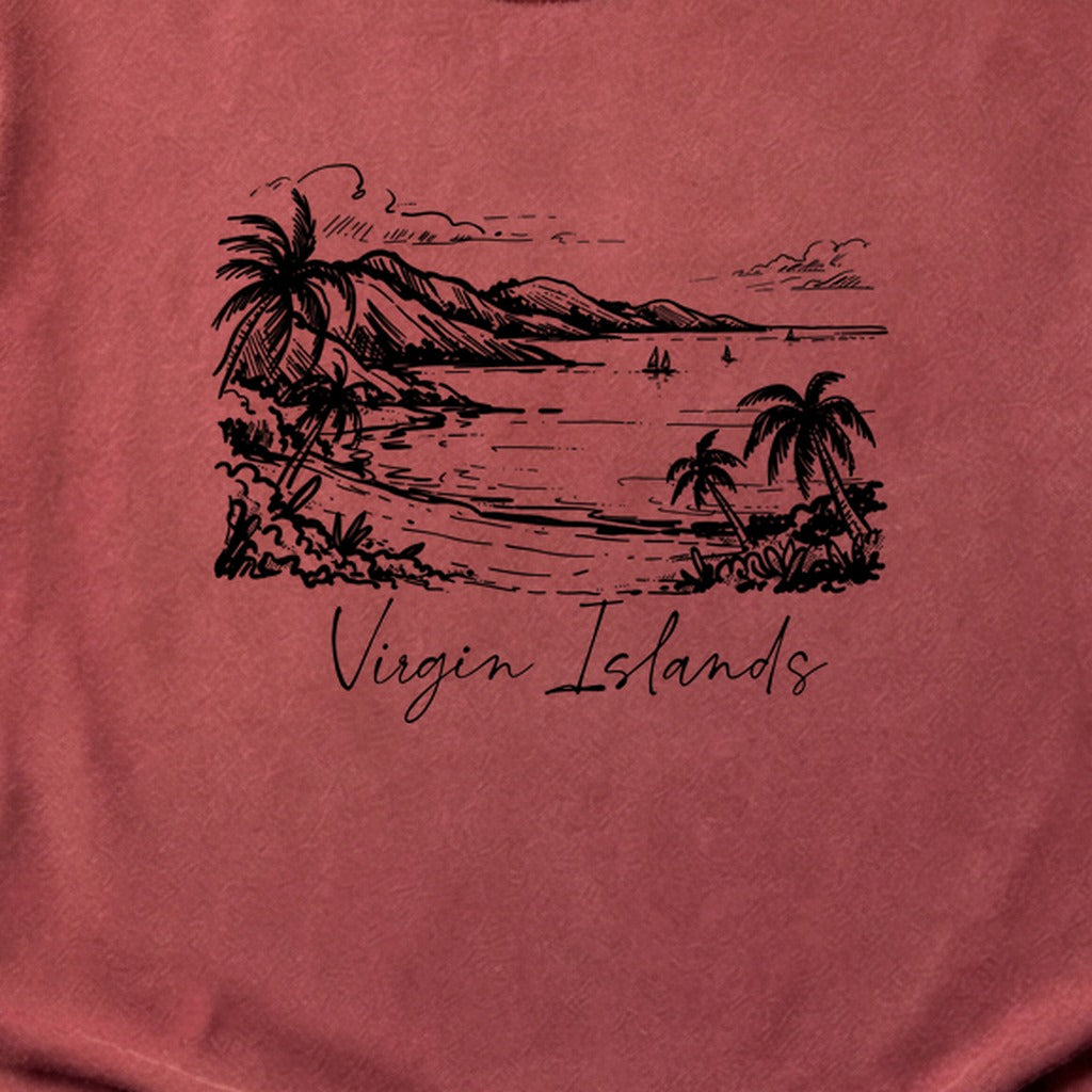 Virgin Islands National Park Line Drawing Cotton T-Shirt