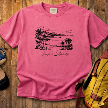 Virgin Islands National Park Line Drawing Cotton T-Shirt