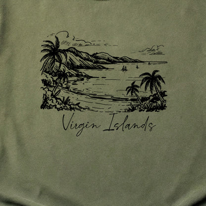 Virgin Islands National Park Line Drawing Cotton T-Shirt