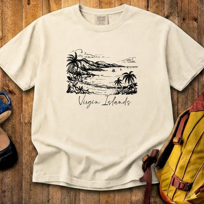 Virgin Islands National Park Line Drawing Cotton T-Shirt