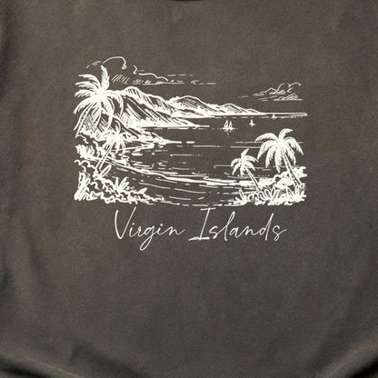 Virgin Islands National Park Line Drawing Cotton T-Shirt