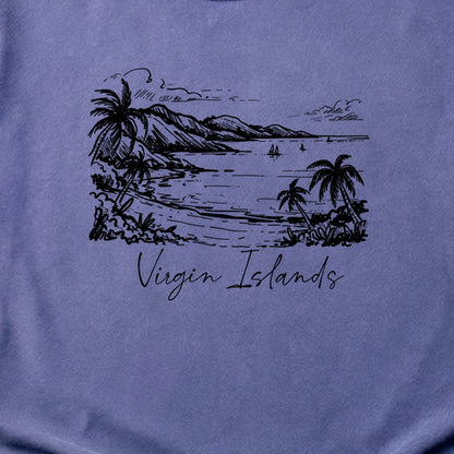 Virgin Islands National Park Line Drawing Cotton T-Shirt
