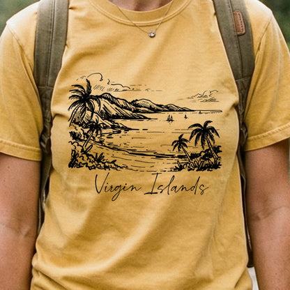 Virgin Islands National Park Line Drawing Cotton T-Shirt