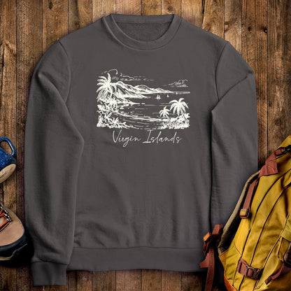 Virgin Islands National Park Line Drawing Crewneck Sweatshirt