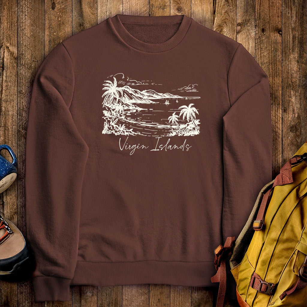Virgin Islands National Park Line Drawing Crewneck Sweatshirt