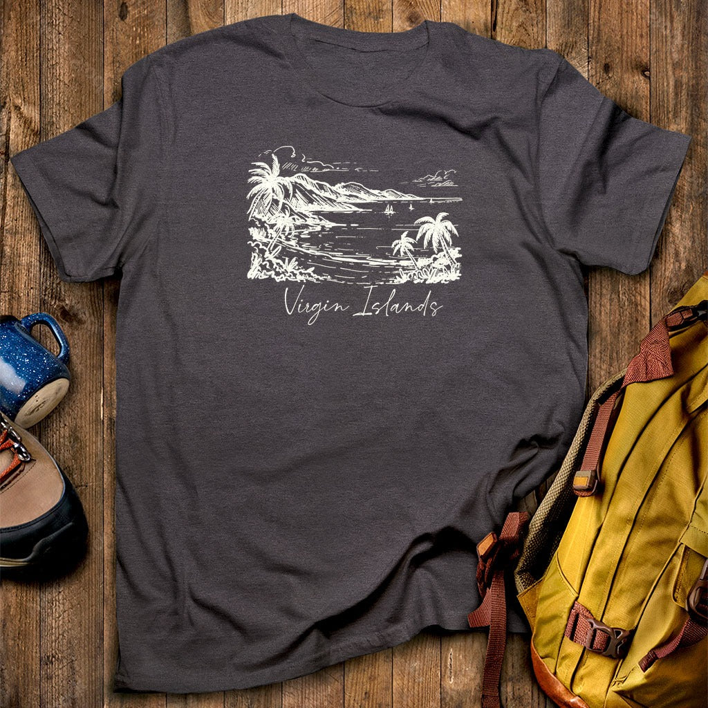 Virgin Islands National Park Line Drawing T-Shirt