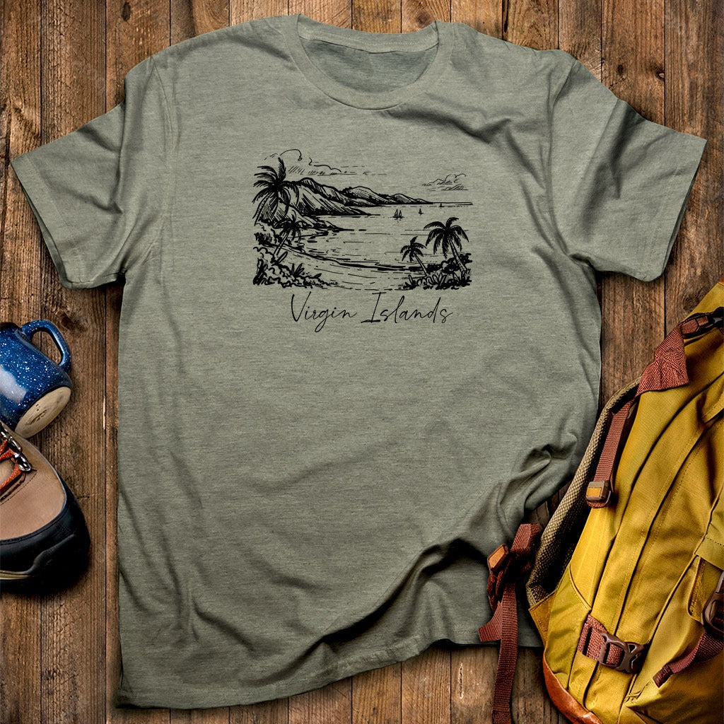 Virgin Islands National Park Line Drawing T-Shirt