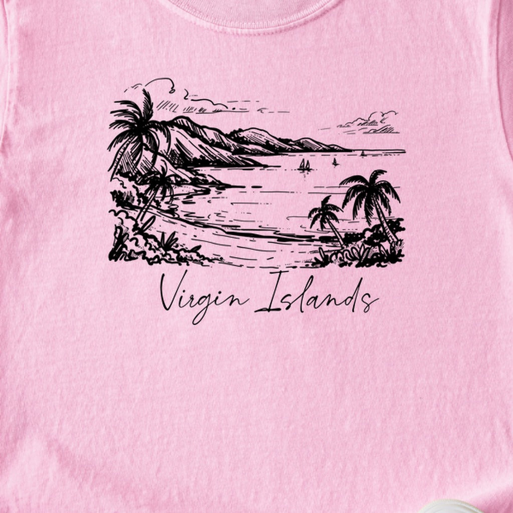 Virgin Islands National Park Line Drawing Kids Cotton T-Shirt