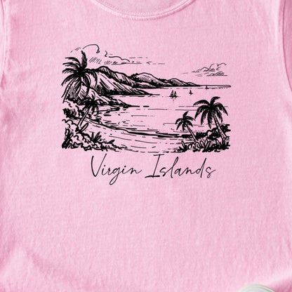 Virgin Islands National Park Line Drawing Kids Cotton T-Shirt