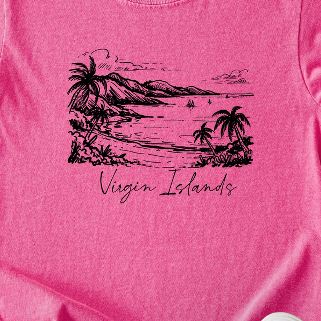 Virgin Islands National Park Line Drawing Kids Cotton T-Shirt