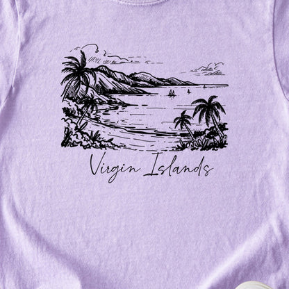 Virgin Islands National Park Line Drawing Kids Cotton T-Shirt