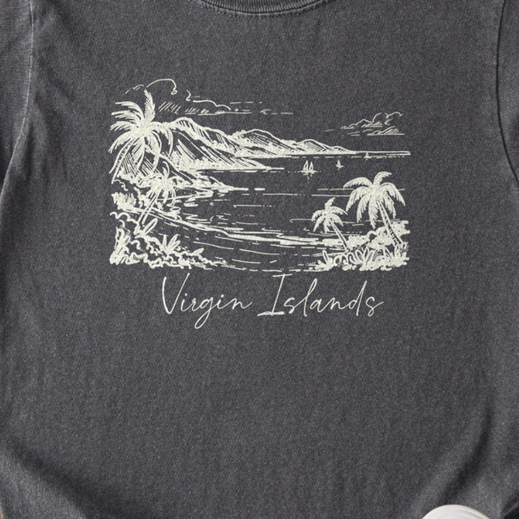 Virgin Islands National Park Line Drawing Kids Cotton T-Shirt
