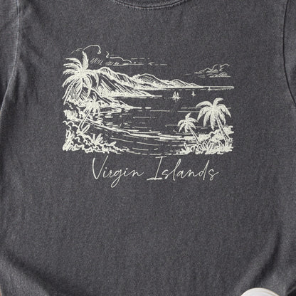 Virgin Islands National Park Line Drawing Kids Cotton T-Shirt