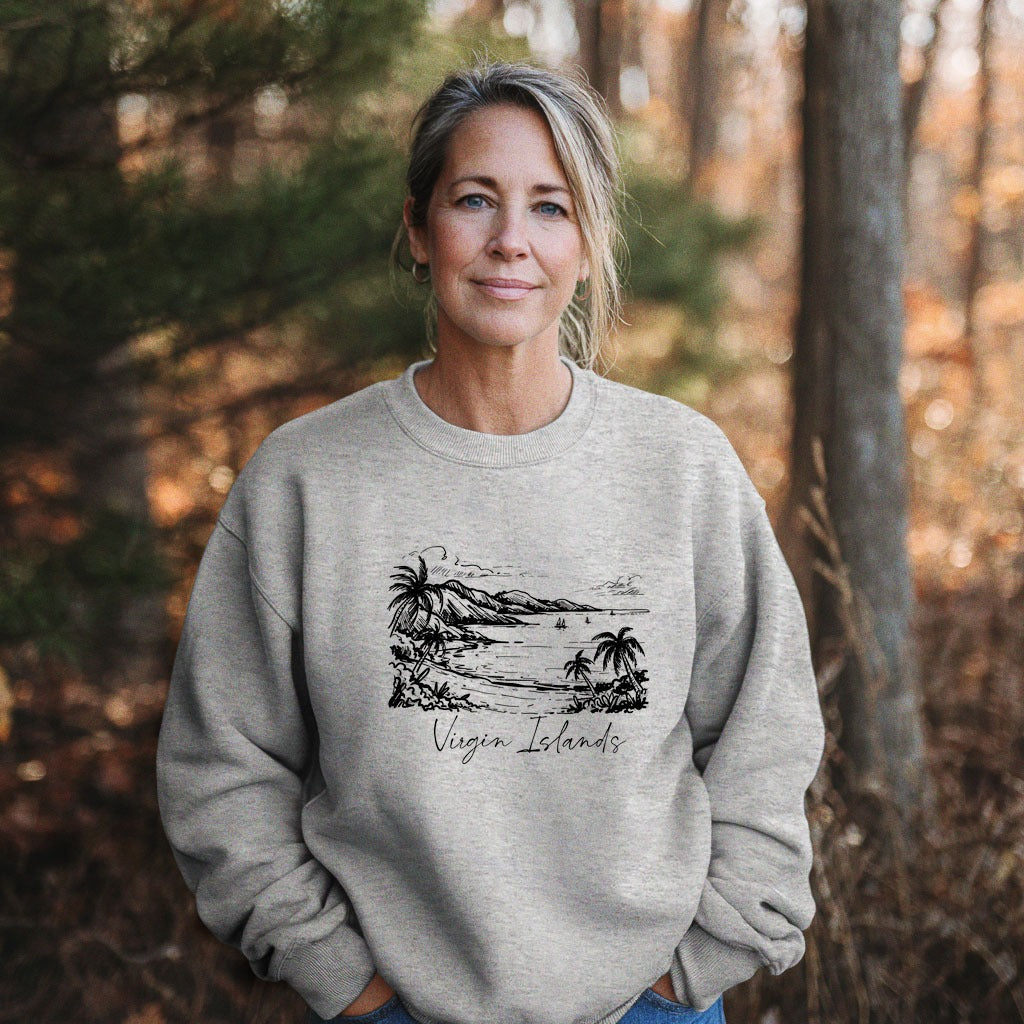 Virgin Islands National Park Line Drawing Crewneck Sweatshirt