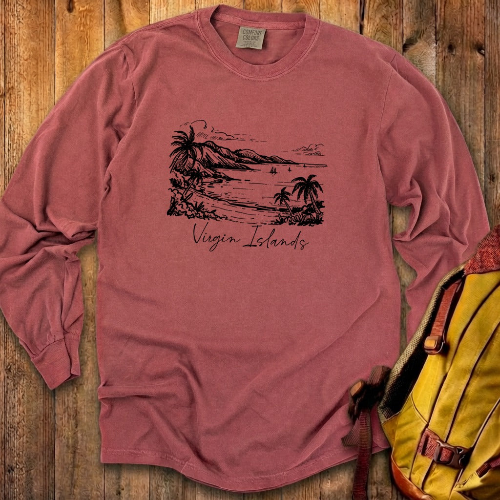 Virgin Islands National Park Line Drawing Premium Long Sleeve
