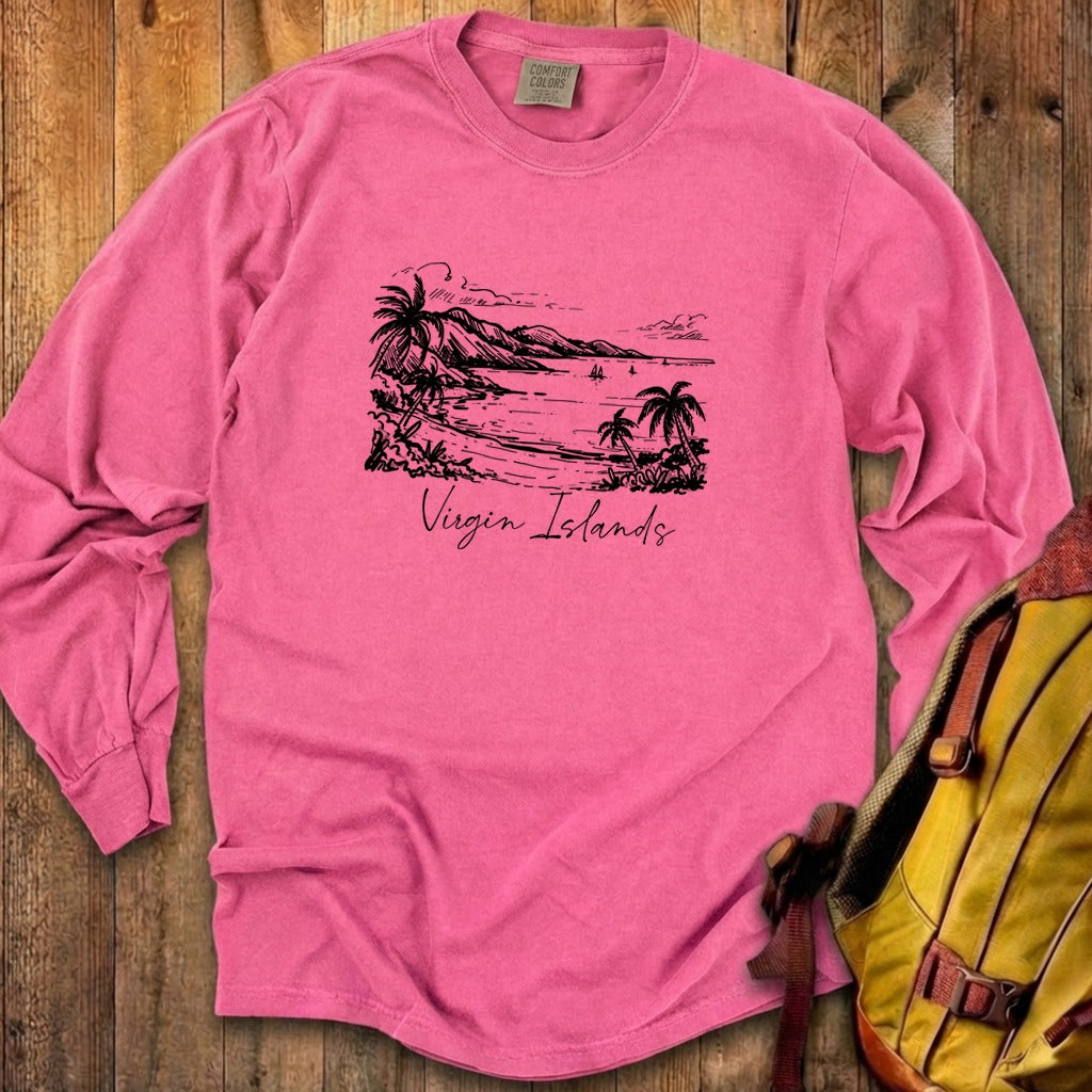 Virgin Islands National Park Line Drawing Premium Long Sleeve