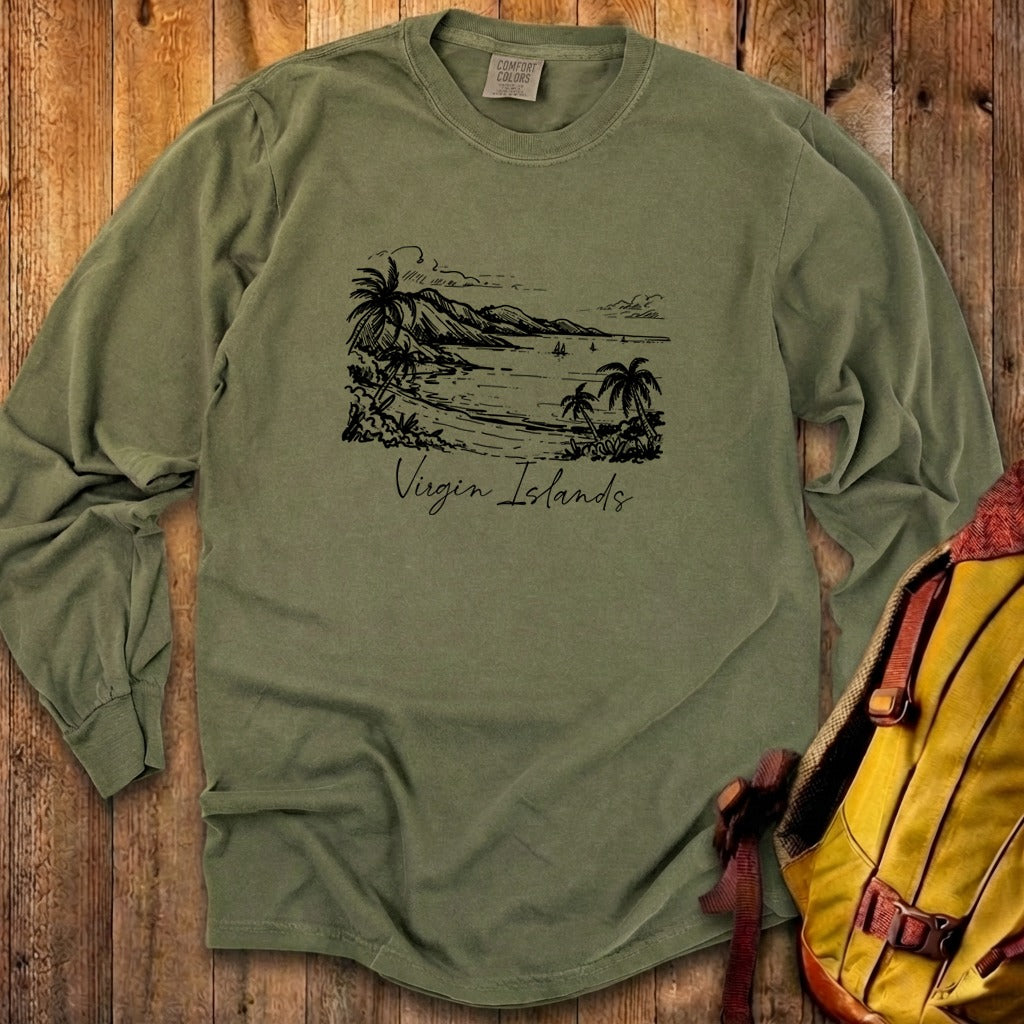 Virgin Islands National Park Line Drawing Premium Long Sleeve
