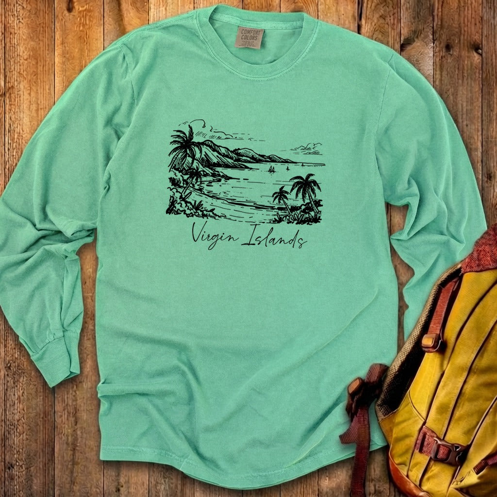 Virgin Islands National Park Line Drawing Premium Long Sleeve