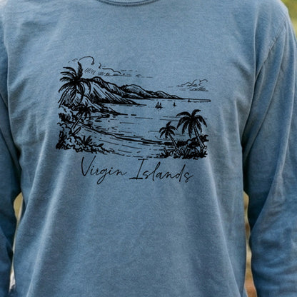 Virgin Islands National Park Line Drawing Premium Long Sleeve
