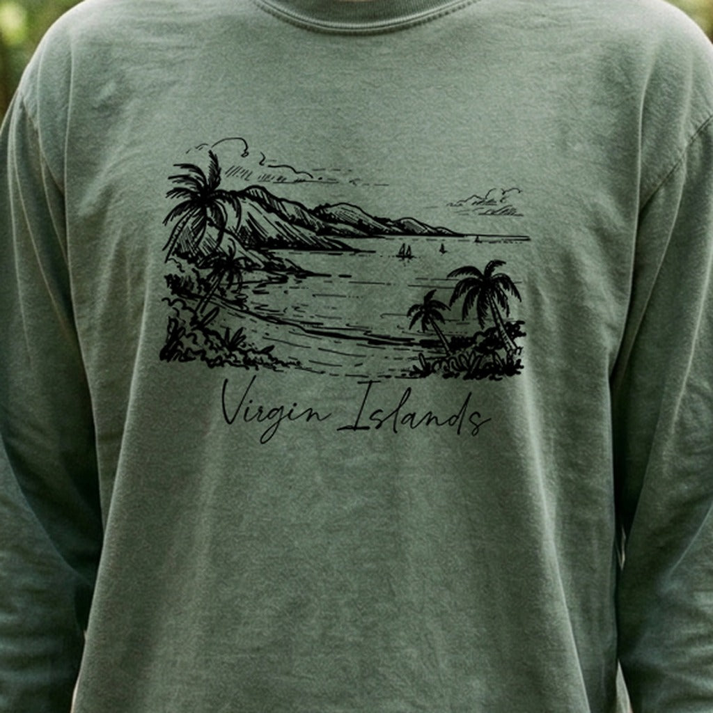 Virgin Islands National Park Line Drawing Premium Long Sleeve