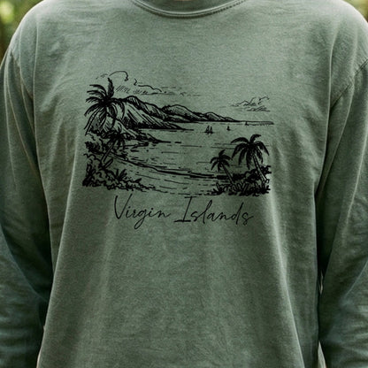 Virgin Islands National Park Line Drawing Premium Long Sleeve