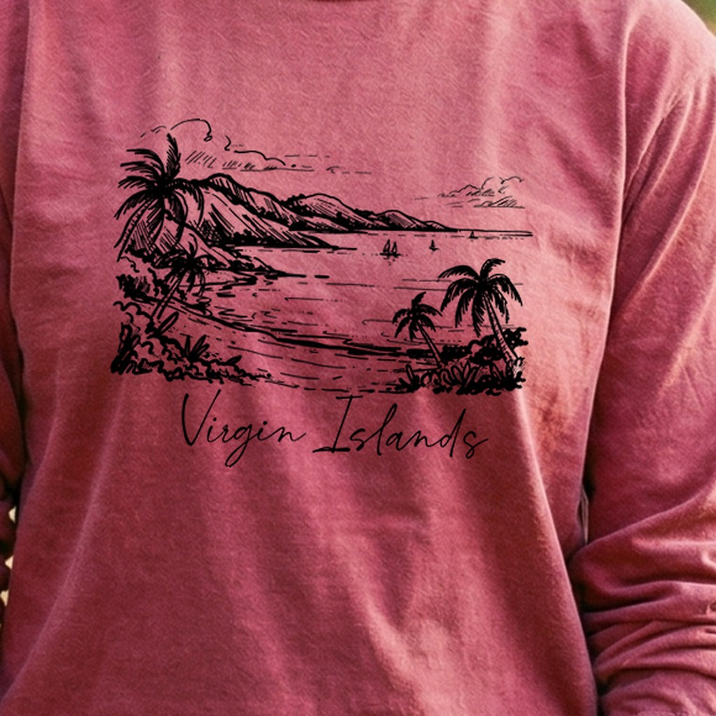 Virgin Islands National Park Line Drawing Premium Long Sleeve