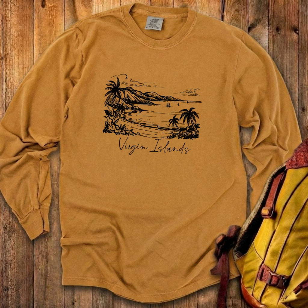 Virgin Islands National Park Line Drawing Premium Long Sleeve