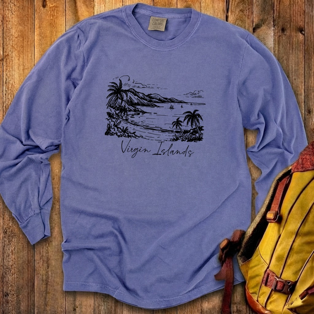 Virgin Islands National Park Line Drawing Premium Long Sleeve