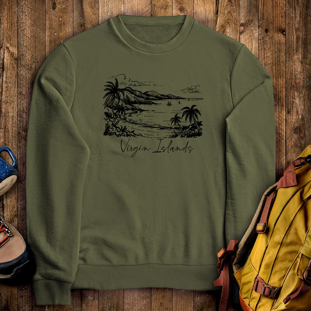 Virgin Islands National Park Line Drawing Crewneck Sweatshirt