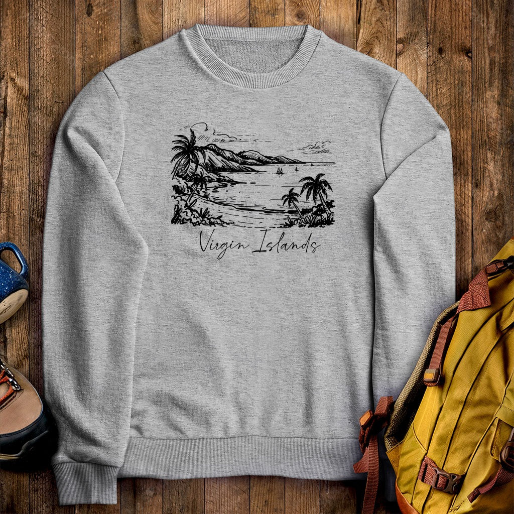 Virgin Islands National Park Line Drawing Crewneck Sweatshirt