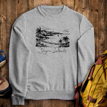 Virgin Islands National Park Line Drawing Crewneck Sweatshirt