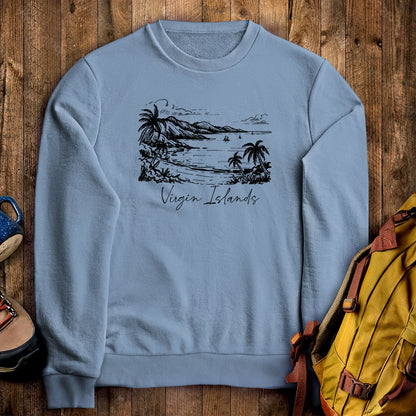 Virgin Islands National Park Line Drawing Crewneck Sweatshirt