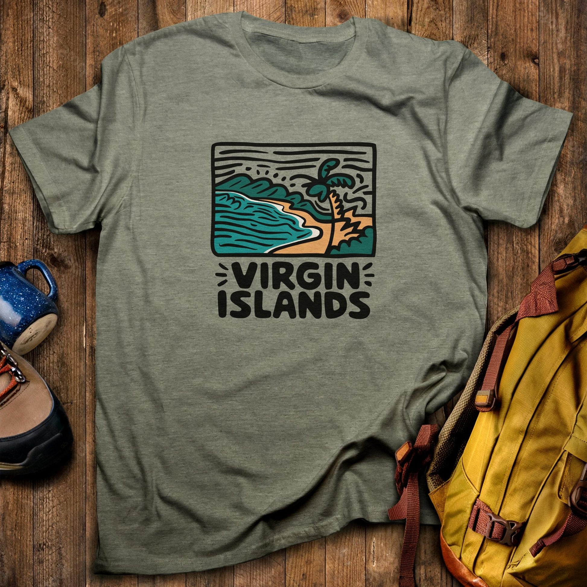 Virgin Islands National Park T-Shirt Heather Military Green Adventure and Outdoors Themed T-Shirt